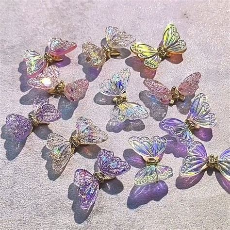 3D colorful butterfly charm nail art rhinestones decoration | Etsy