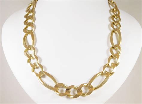 Enormous! 10k Yellow Gold Figaro Chain from edbergjewelry on Ruby Lane