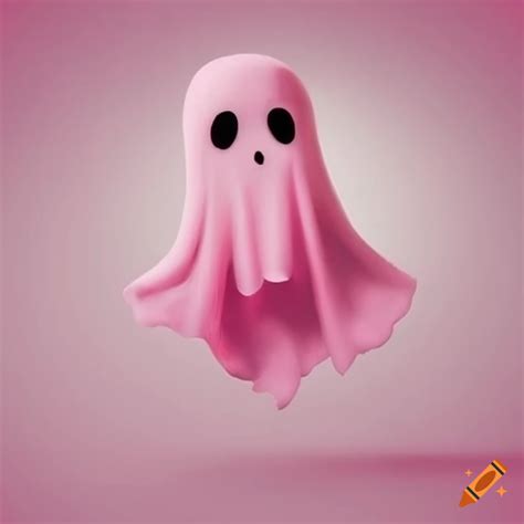 Illustration of a pink ghost on a white background on Craiyon