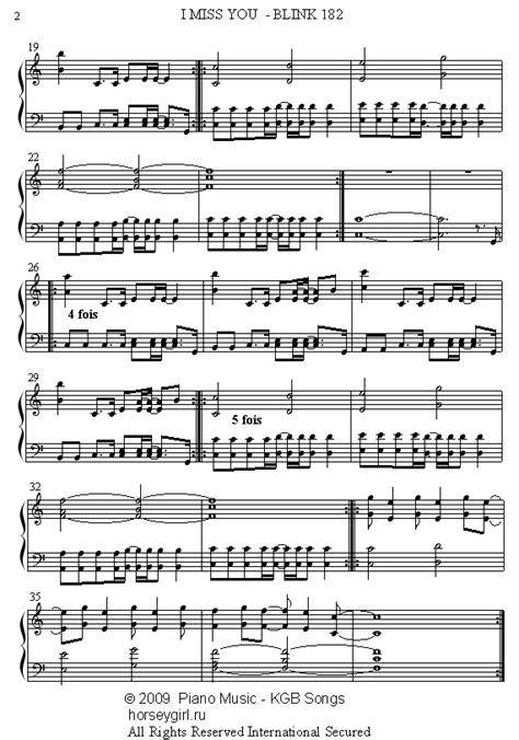 SHEET MUSIC PALACE: BLINK 182 - I MISS YOU ( SHEET MUSIC)