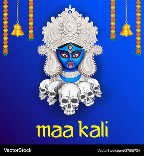 Goddess kali maa on diwali pooja background Vector Image