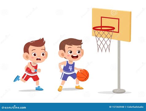 Kid Boy Basketball Vector Illustration Stock Illustration - Illustration of athlete, action ...