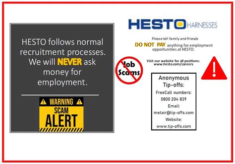 HESTO Harnesses on Twitter: "Beware of job scamming using HESTO ...