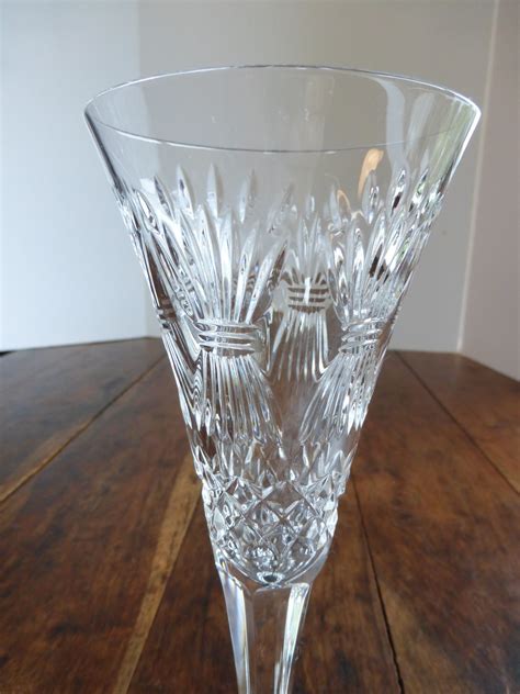 Waterford Crystal Champagne Flutes Millennium Series HAPPINESS Pattern from historique on Ruby Lane