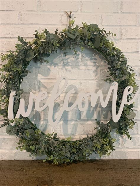 Welcome Wreath / Welcome Sign / Front Door Sign / Silver - Etsy