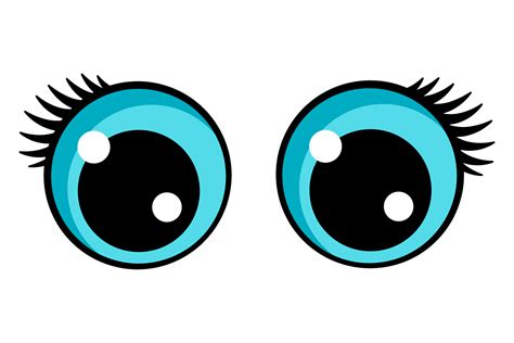 Blue Cartoon Eyes with Cute Eyelashes. K Graphic by ladadikart · Creative Fabrica