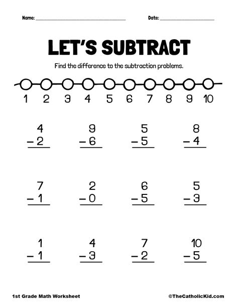 Free First Grade Math Worksheets Subtraction