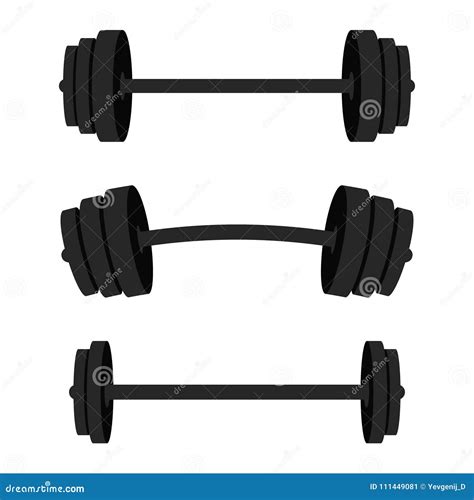 Set of Barbells. Black Barbells for Gym, Fitness and Athletic Centre Stock Vector - Illustration ...