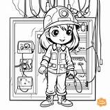 Electrician Coloring Page For Kids  Free Printable Puppets sketch template