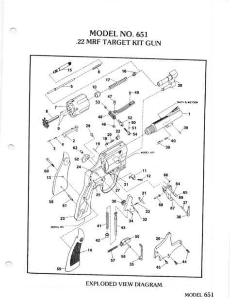 SMITH & WESSON model 651 .22 Magnum Cal Revolver Parts List $4.99 - PicClick