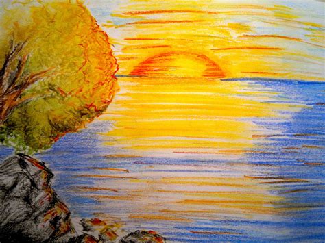 Sunset Color Pencil Drawing