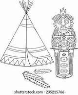 Coloring Indian Tepee Totem Poles Stock Vector Royalty Free 235215766  sketch template