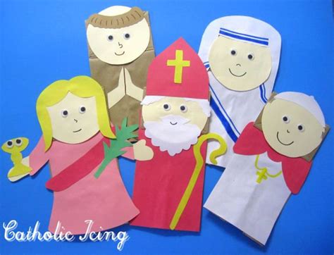 All Saints' Day Party Ideas for Kids | Catholic kids, Paper bag puppets, Catholic crafts