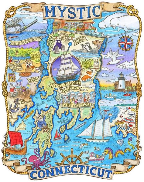 Mystic Connecticut Art Map Print 16x20 - Etsy