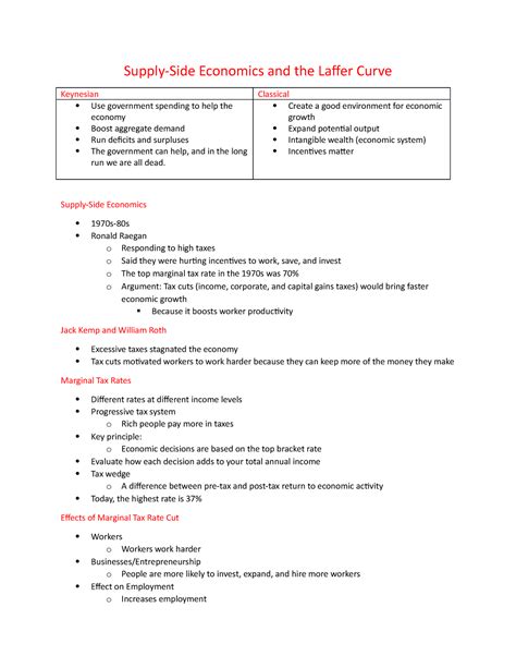 Supply Side Economics - Supply-Side Economics and the Laffer Curve ...