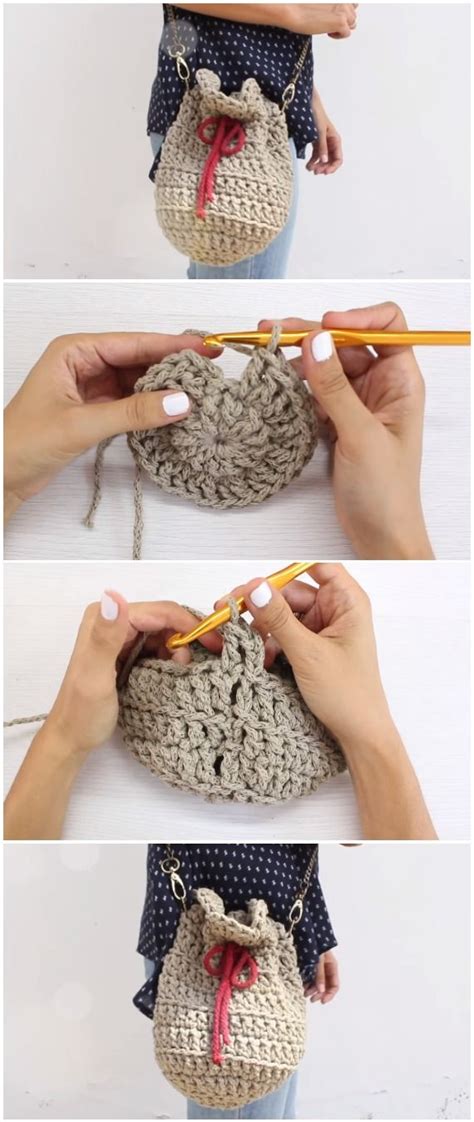 Crochet Easy Drawstring Bag | Easy crochet, Cozy crochet patterns ...