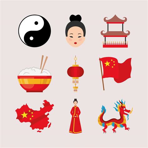 chinese culture icons 2711008 Vector Art at Vecteezy