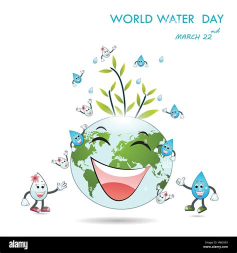 World water day illustration cartoon design.Water cartoon mascot character.World Water Day icon ...