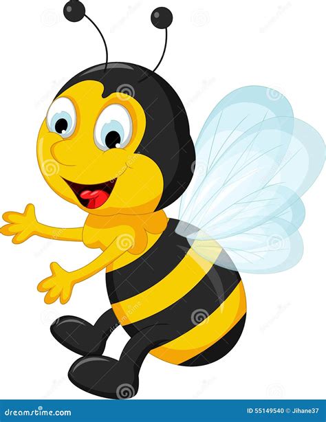 Happy Bee Cartoon Flying Stock Illustration - Image: 55149540