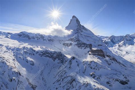 Panoramic aerial view of Matterhorn, Switzerland - Stock Image - F038 ...