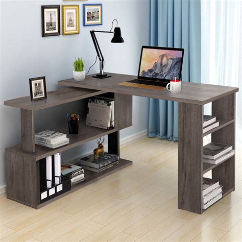 360° Rotating L-Shaped Corner Computer Desk Study Workstation Furniture ...