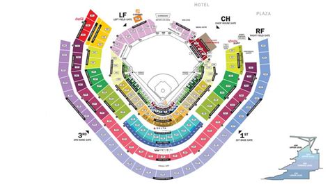 Baseball Stadium Map with Seat Names in Red, Yellow, Green, Blue, and ...