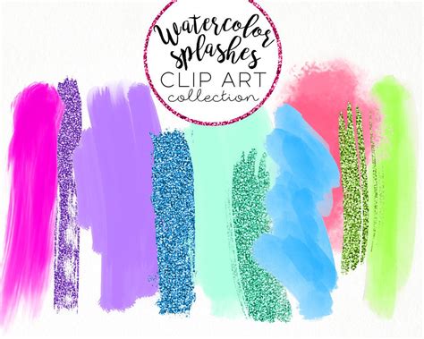 Watercolor Paint Stroke Clip Art / Clipart Pink Purple Blue | Etsy