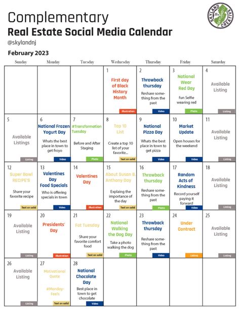 2023 Social Media Content Calendars | Skyland Creative