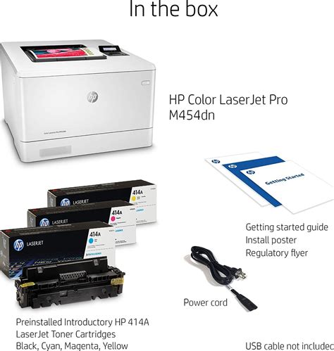 HP Color LaserJet Pro M454dn Color Printer, 28ppm Print Speed, 600x600 ...