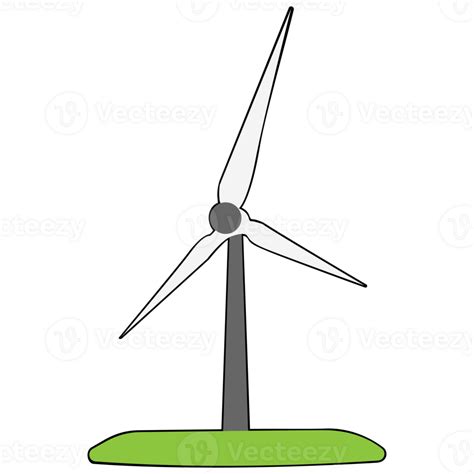 Wind turbine clipart flat design on transparent background, clean energy concept isolated ...