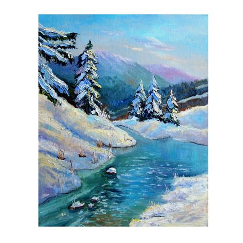 Winter Forest Oil Painting Original Art Landscape Artwork | Etsy