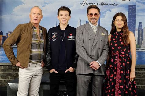 Michael Keaton, Tom Holland, Robert Downey Jr. & Marisa Tomei from ...