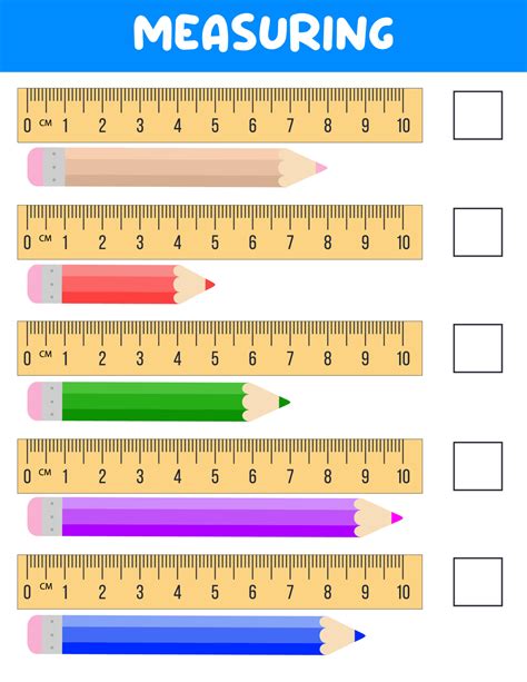 Measuring length with ruler. Education developing worksheet. Game for kids.Vector illustration ...