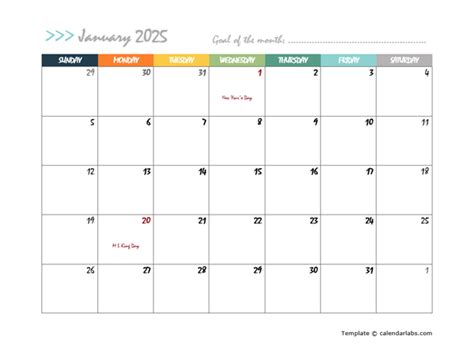 2025 Monthly Word Calendar In Colorful Design - Free Printable Templates