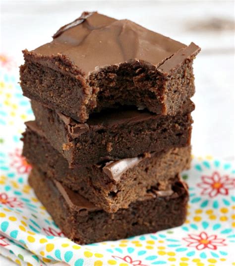 Easy Brownie Recipe with only 5 ingredients and then topped with Hershey bars for the easi ...