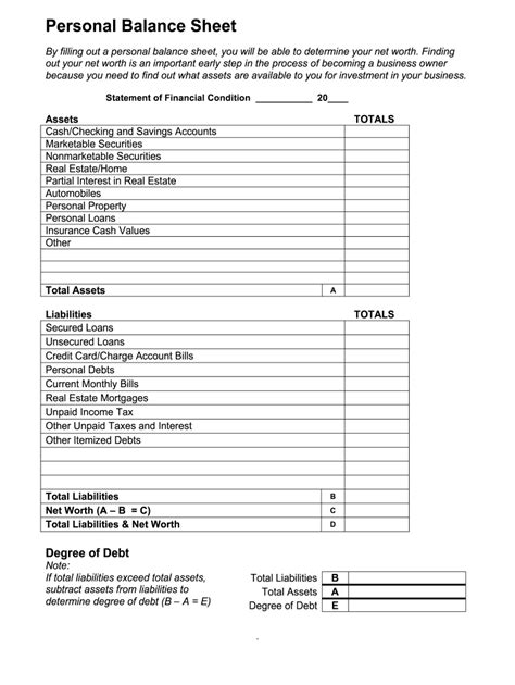 Personal balance sheet template: Fill out & sign online | DocHub