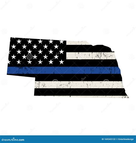 State of Nebraska Police Support Flag Illustration Stock Illustration - Illustration of thin ...