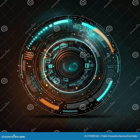 Futuristic Abstract Circular Technology with Digital Hologram Screen on ...