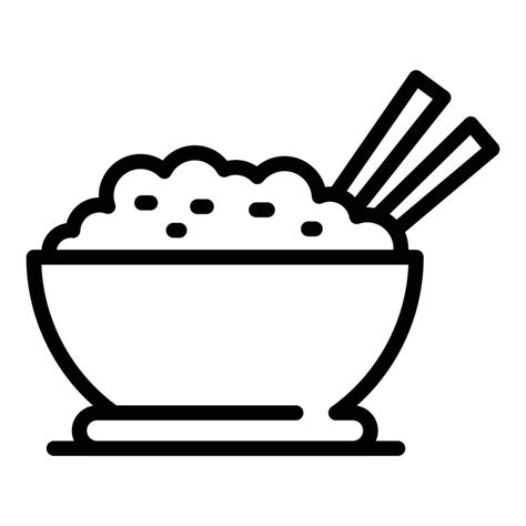 Rice bowl icon, outline style 15605497 Vector Art at Vecteezy