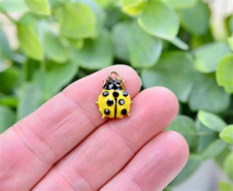 BULK 20 Yellow and Black Enamel Ladybug Gold Tone Charms - Etsy