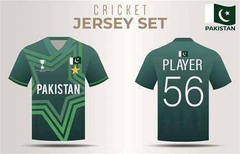 Premium Vector | Jersey for pakistan cricket team front and back view