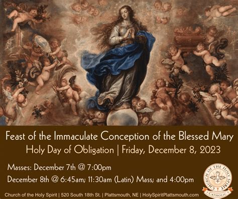 Feast of Immaculate Conception – Holy Day of Obligation on December 8 ...