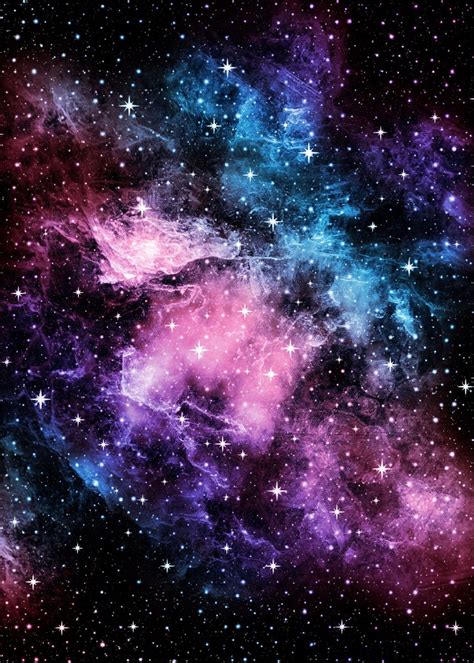 'Pink Purple Blue Galaxy 1' Poster, picture, metal print, paint by Anita's & Bella's Art | Displate