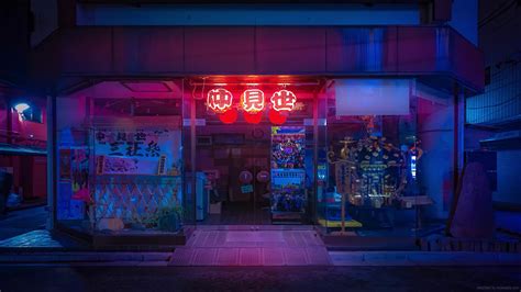 Japanese Neon Grocery Store Night Street Live Wallpaper - MoeWalls