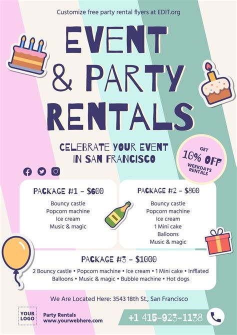 Editable Party Rental Flyers