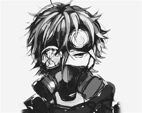 Black And White Anime Boy With Black Gas Mask And Black | Hot Sex Picture