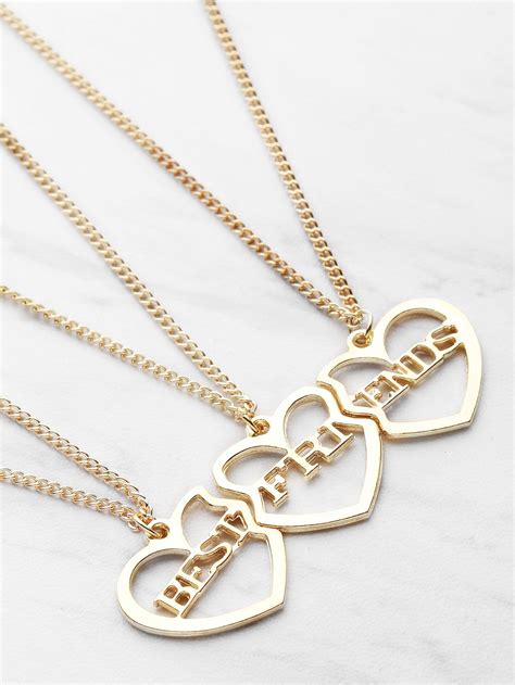 Heart Shaped Friendship Necklace 3pcs | SHEIN USA