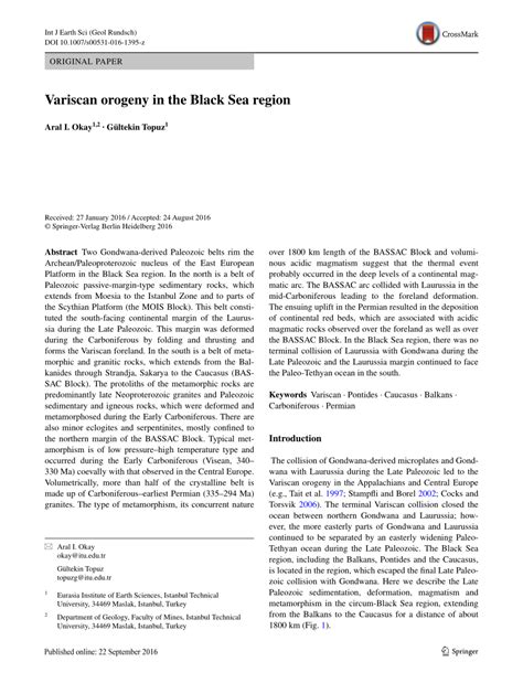 (PDF) Variscan orogeny in the Black Sea region