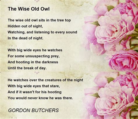 The Wise Old Owl - The Wise Old Owl Poem by GORDON BUTCHERS