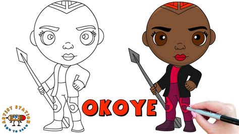 How To Draw OKOYE | Wakanda Forever | STEP By STEP Tutorial - YouTube